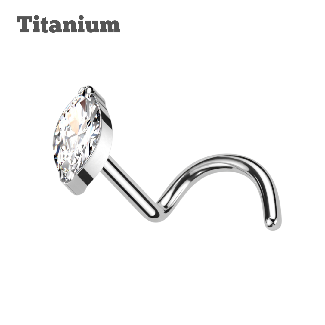 Titanium Marquise Gem Nose Stud