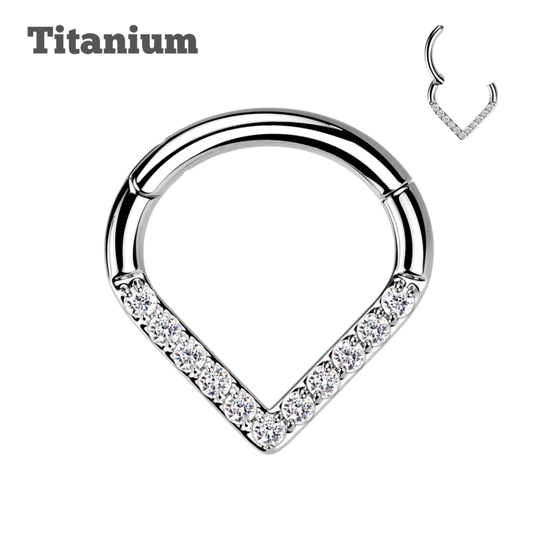 Titanium Paved V Hinged Hoop