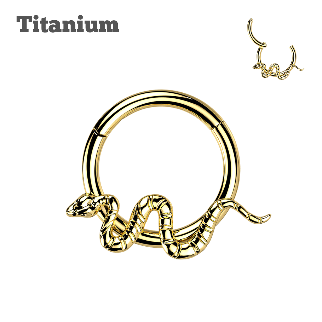 Titanium Snake Hinged Hoop
