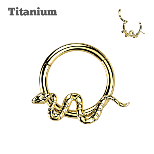Titanium Snake Hinged Hoop
