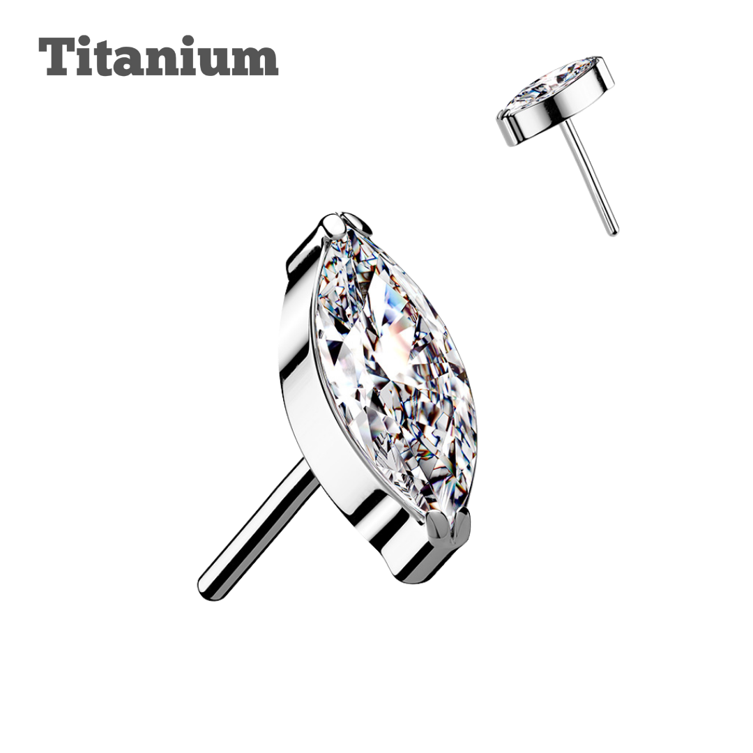 Titanium Solitaire Marquis Threadless Top