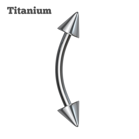 Titanium Spike Ends Curved Barbell